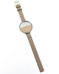 Calvin Klein Rise White Beige Dial Beige Leather Strap Watch for Women - K7A231XH