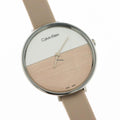 Calvin Klein Rise White Beige Dial Beige Leather Strap Watch for Women - K7A231XH