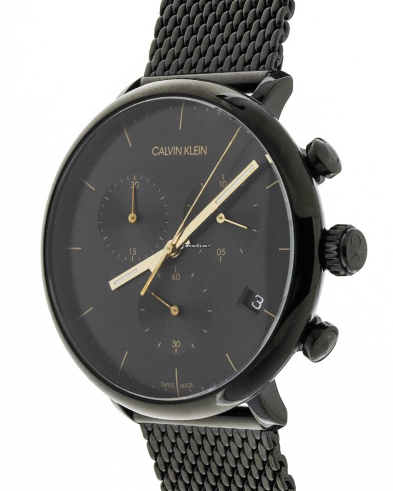 Calvin Klein High Noon Chronograph Black Dial Black Mesh Bracelet Watch for Women - K8M27421