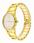 Calvin Klein Stately Silver Dial Gold Steel Strap Watch for Women - K3G23526