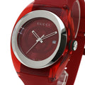 Gucci Sync Quartz Red Dial Red Rubber Strap Watch For Women - YA137303