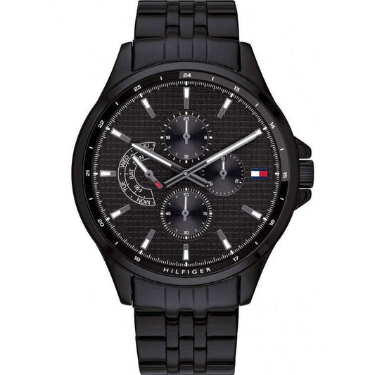 Tommy Hilfiger Shawn Quartz Black Dial Black Steel Strap Watch for Men - 1791611