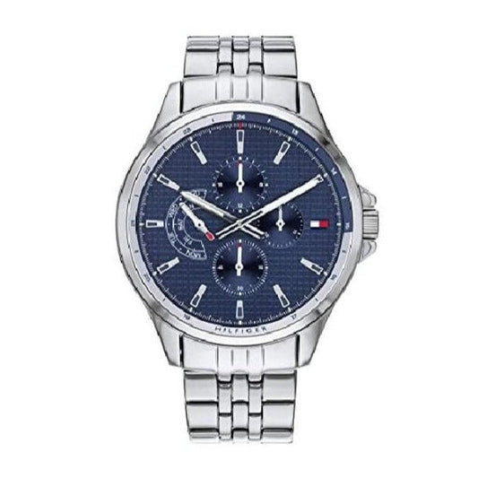 Tommy Hilfiger Shawn Multifunction Quartz Blue Dial Silver Steel Strap Watch for Men - 1791612