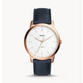 Fossil The Minimalist Slim White Dial Blue Leather Strap Watch for Men - FS5371