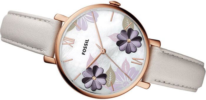 Fossil Jacqueline Mother of Pearl Dial White Leather Strap Watch for Women - ES4672