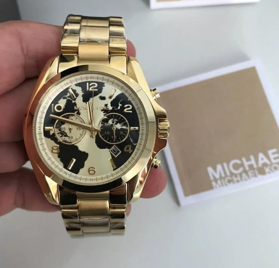 Michael Kors Bradshaw Stop Hunger Black Gold Dial Gold Steel Strap Watch for Women - MK6272