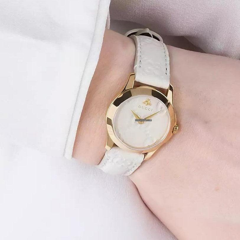 Gucci G Timeless Quartz Beige Dial Beige Leather Strap Watch For Women - YA126580A