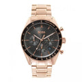 Hugo Boss Trophy Chronograph Grey Dial Rose Gold Steel Strap Watch for Men - 1513632