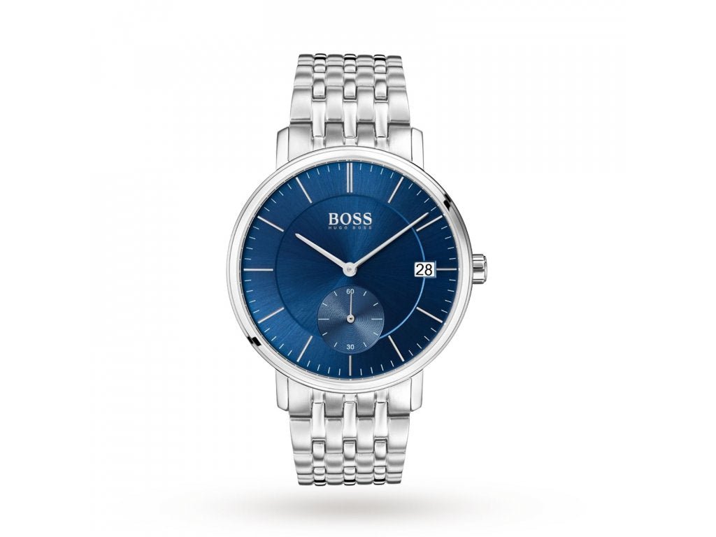 Hugo Boss Corporal Blue Dial Silver Steel Strap Watch for Men - 1513642