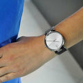 Calvin Klein Sight Silver Dial Black Leather Strap Watch for Men - K1S21120