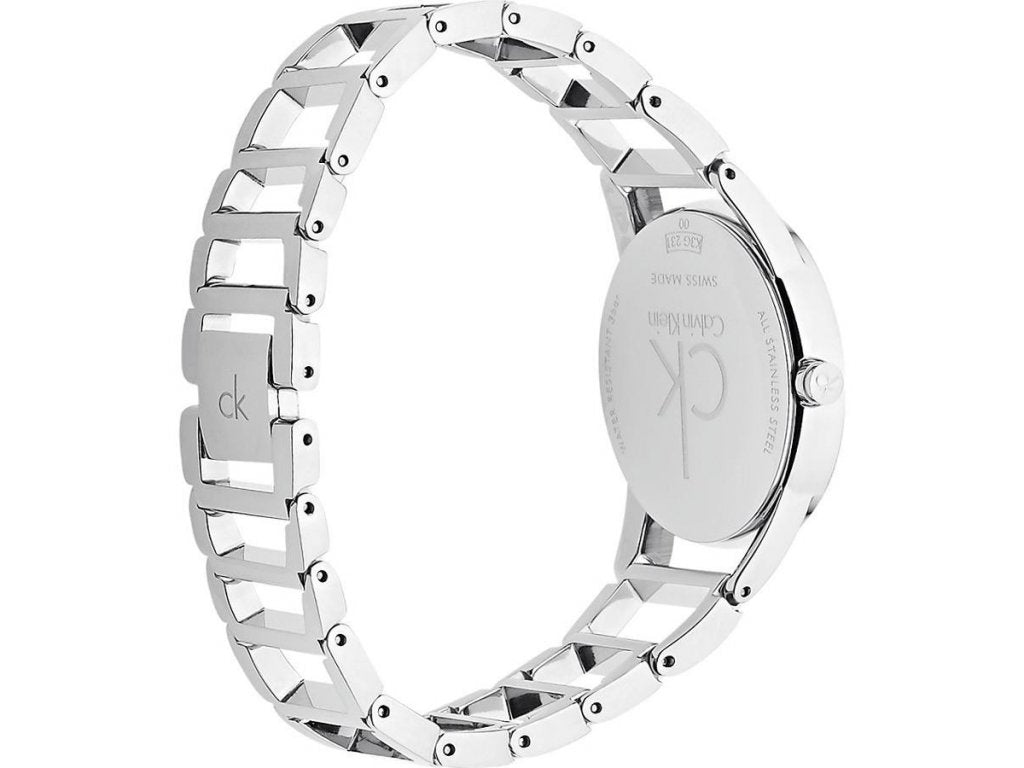 Calvin Klein Stately White Dial Silver Steel Strap Watch for Women - K3G23126