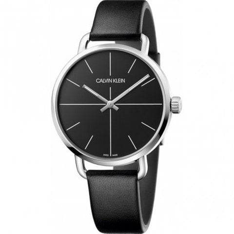 Calvin Klein Evan Black Dial Black Leather Strap Watch for Men - K7B211CZ