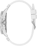 Guess Frontier Diamonds Silver Dial White Rubber Strap Watch For Women - W1160L4