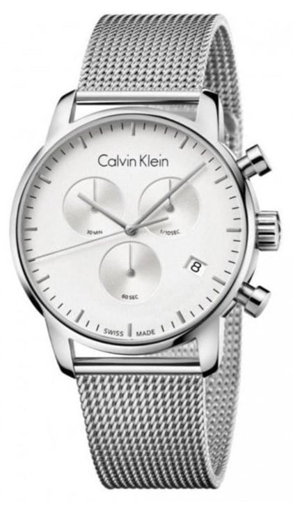 Calvin Klein High Noon Chronograph Silver Dial Silver Mesh Bracelet Watch for Men - K8M27126