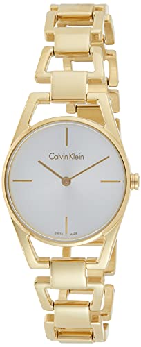 Calvin Klein Dainty White Dial Gold Steel Strap Watch for Women - K7L23546