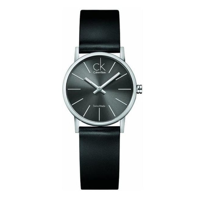 Calvin Klein Minimal Black Dial Black Leather Strap Watch for Women - K7622107