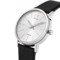 Calvin Klein Post Minimal Silver Dial Black Leather Strap Watch for Men - K7622185