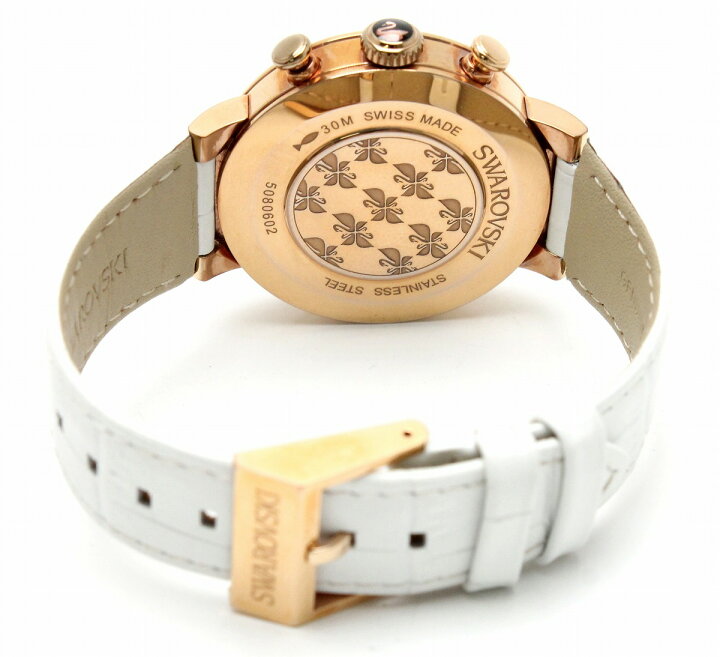 Swarovski Citra Sphere Chrono White Dial White Leather Strap Watch for Women - 5080602