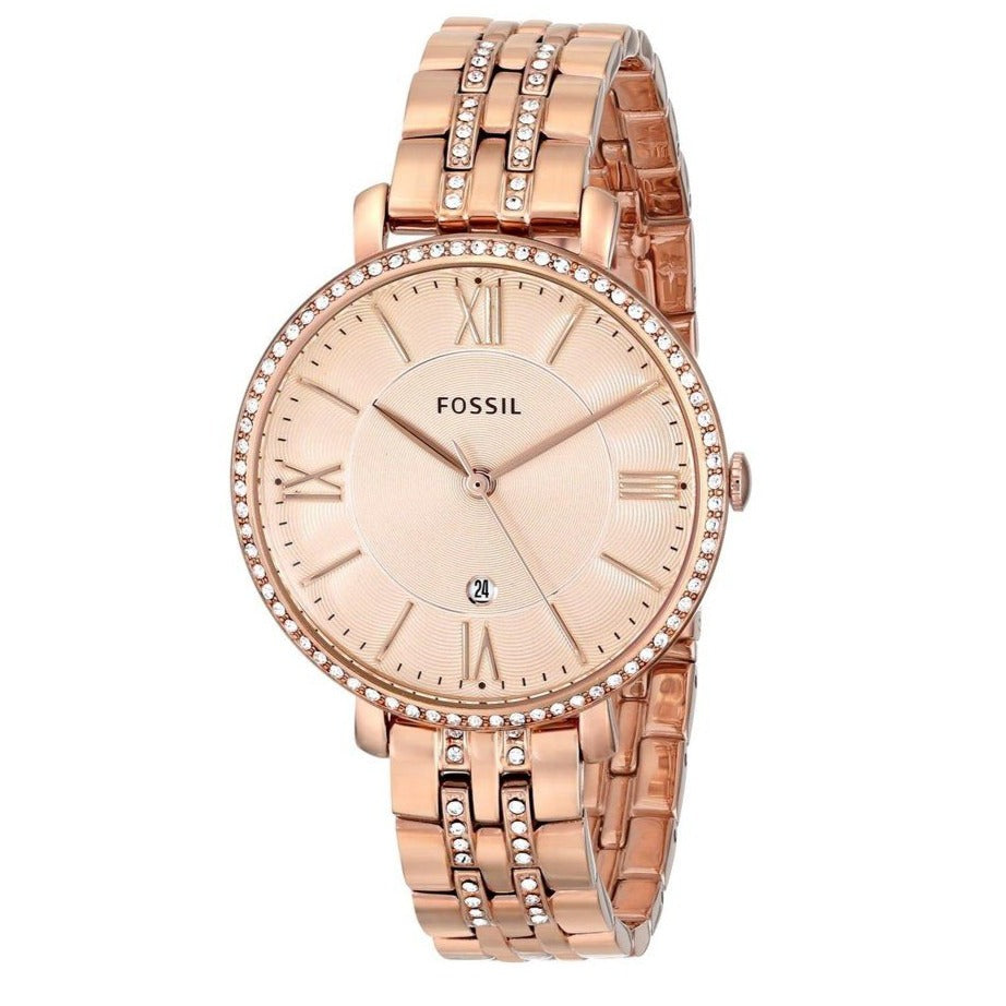 Fossil Jacqueline Rose Gold Dial Rose Gold Steel Strap Watch for Women - ES3546