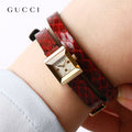 Gucci G Frame Red Leather Strap Watch For Women - YA128524