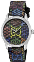 Gucci G Timeless Quartz Black Dial Black Leather Strap Watch For Women - YA1264146