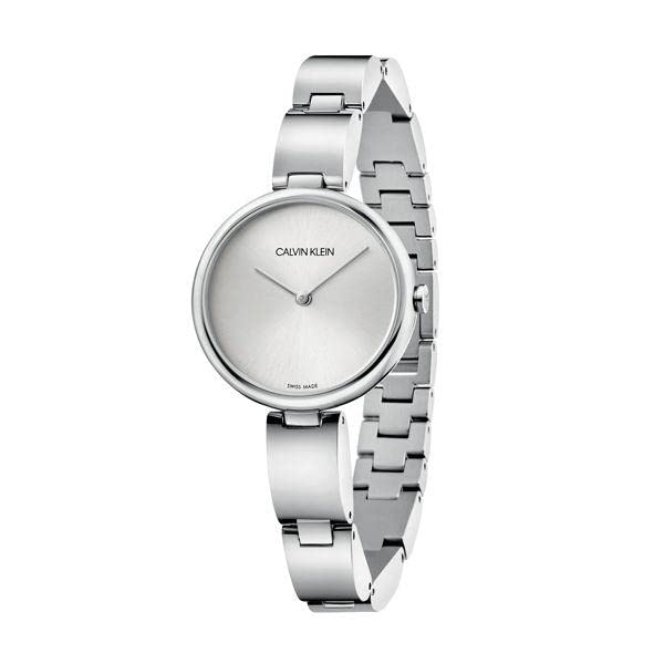 Calvin Klein Wavy Silver Dial Silver Steel Strap Watch for Women - K9U23146