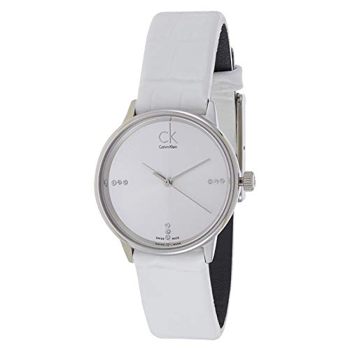 Calvin Klein Accent White Dial White Leather Strap Watch for Women - K2Y2Y1KW