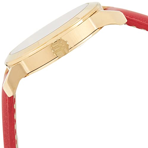 Burberry The City Gold Dial Red Leather Strap Watch for Women - BU9140