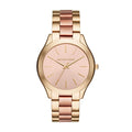 Michael Kors Slim Runway Pink Dial Two Tone Steel Strap Watch for Women - MK3493