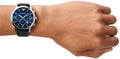 Emporio Armani Giovanni T Bar Chronograph Quartz Blue Dial Blue Leather Strap Watch For Men - AR11226