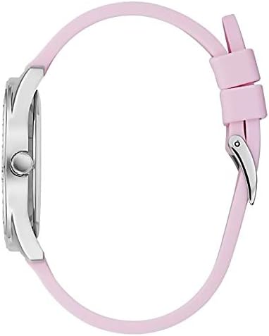 Guess G-Twist Diamonds Silver Dial Pink Rubber Strap Watch for Women - W1240L1