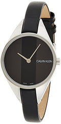 Calvin Klein Rebel Black Grey Dial Black Leather Strap Watch for Women - K8P231C1