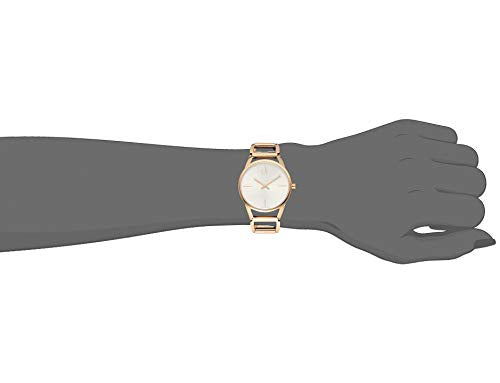 Calvin Klein Stately White Dial Rose Gold Steel Strap Watch for Women - K3G23626