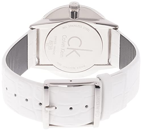 Calvin Klein Accent Silver Dial White Leather Strap Watch for Men - K2Y2X1KW