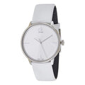 Calvin Klein Accent Silver Dial White Leather Strap Watch for Women - K2Y2X1K6