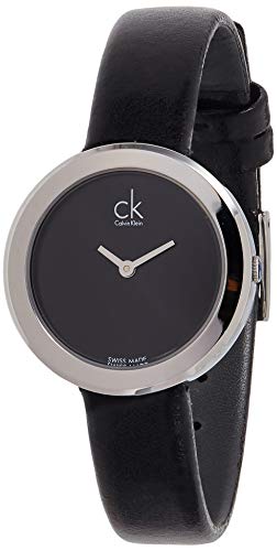 Calvin Klein Firm Black Dial Black Leather Strap Watch for Women - K3N231C1