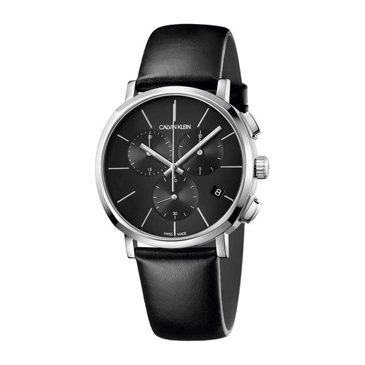 Calvin Klein Posh Black Dial Black Leather Strap Watch for Men - K8Q371C1