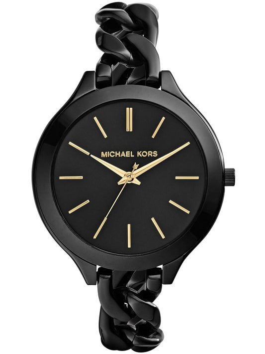 Michael Kors Slim Runway Black Dial Black Steel Strap Watch for Women - MK3317
