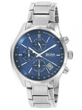 Hugo Boss Grand Prix Chronograph Blue Dial Silver Steel Strap Watch for Men - 1513478