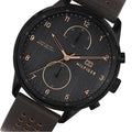 Tommy Hilfiger Chase Quartz Black Dial Brown Leather Strap Watch for Men - 1791577