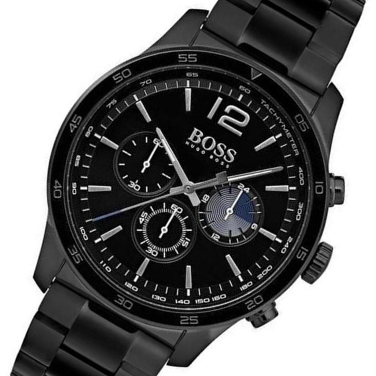 Hugo Boss Professional Chronograph Black Dial Black Steel Strap Watch for Men - 1513528