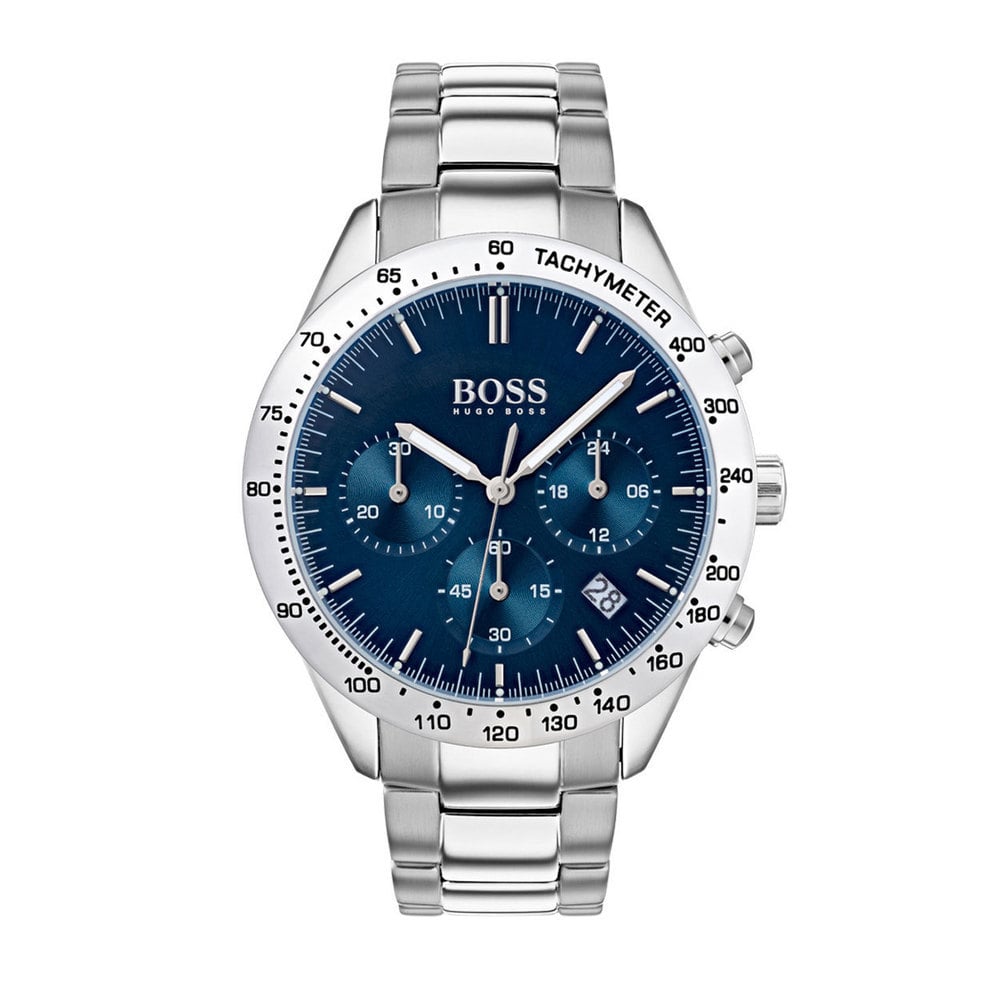 Hugo Boss Talent Chronograph Blue Dial Silver Steel Strap Watch for Men - 1513582