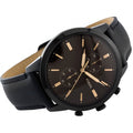 Fossil Goodwin Chronograph Black Dial Black Leather Strap Watch for Men - FS5585