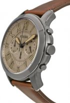 Fossil Grant Chronograph Brown Dial Brown Leather Strap Watch for Men - FS5214