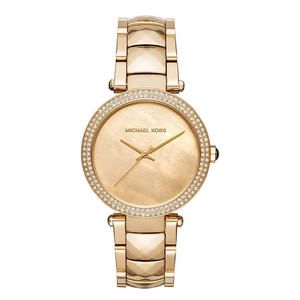 Michael Kors Parker Gold Mother of Pearl Dial Gold Steel Strap Watch for Women - MK6425