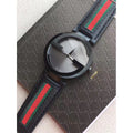 Gucci Interlocking XL Analog Black Dial Two Tone Nylon Strap Watch For Men - YA133206