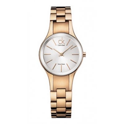 Calvin Klein Simplicity White Dial Rose Gold Steel Strap Watch for Women - K4323520