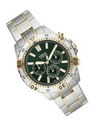 Fossil Garrett Chronograph Green Dial Two Tone Steel Strap Watch for Men - FS5622