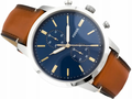 Fossil Townsman Chronograph Blue Dial Brown Leather Strap Watch for Men - FS5279