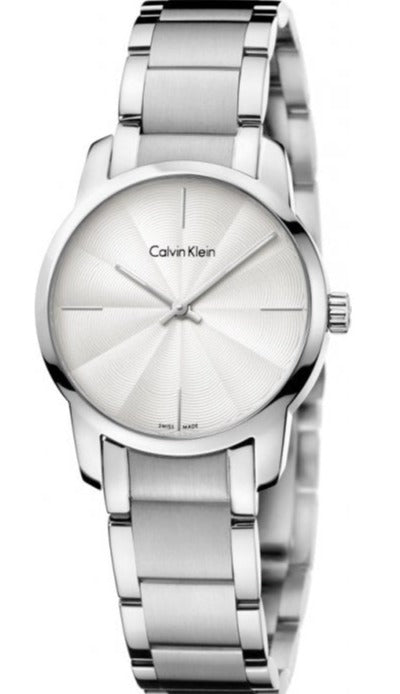 Calvin Klein City White Dial Silver Steel Strap Watch for Women - K2G23146